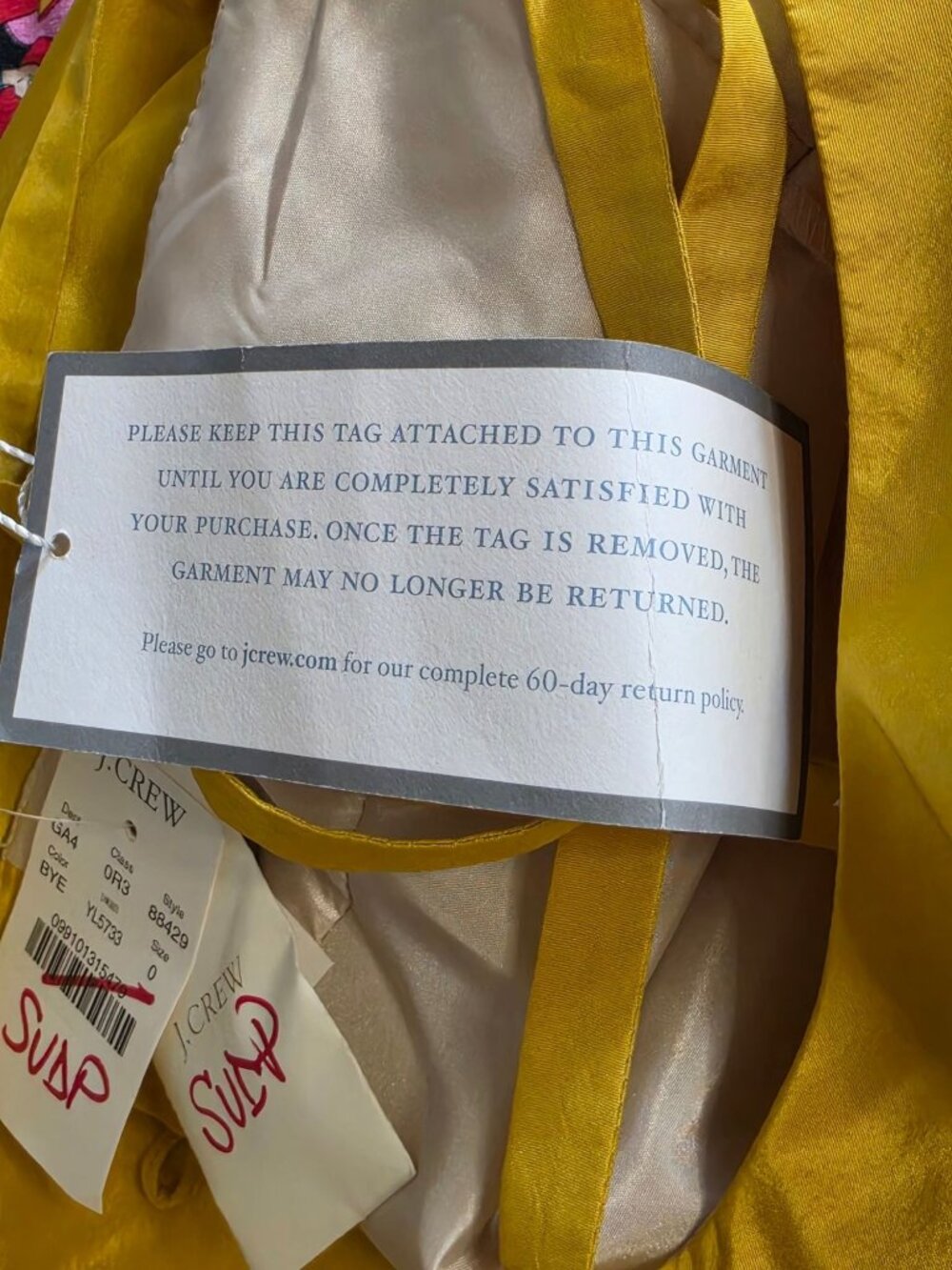 NWT J.Crew Silk Taffeta Babydoll Dress Yellow Gold - Picture 9 of 16